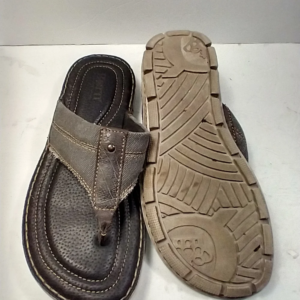 Born Cavill Leather Canvas Thong Flip Flop Sandals Men's sz 9.